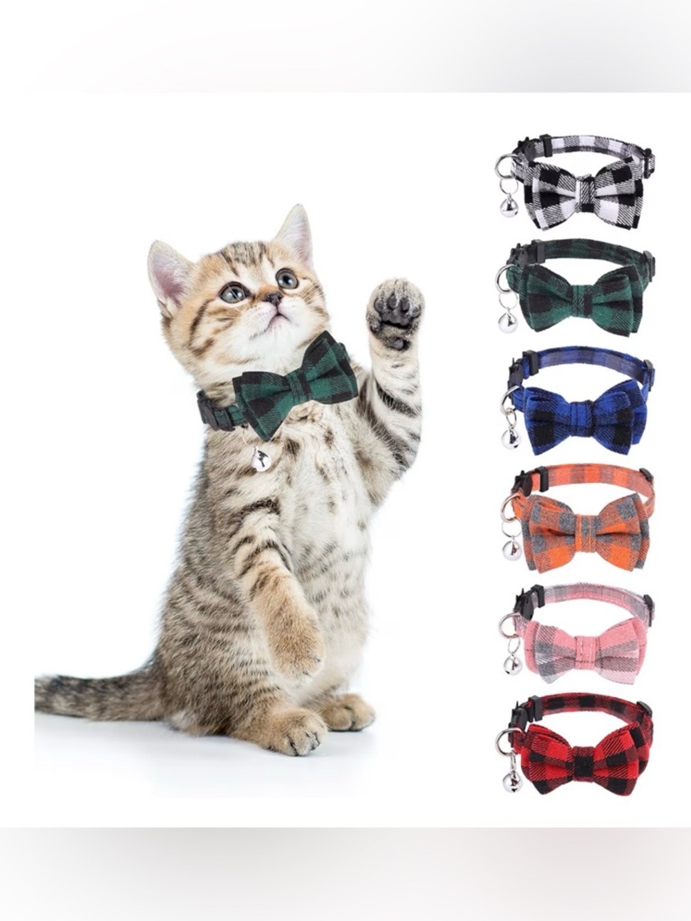 NWT Plaid Bow Tie Cat Collar with Bell - bundle mixed colors !! Adjustable